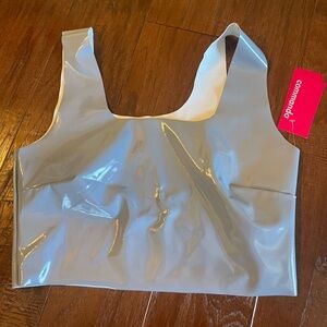Commando faux patent leather crop top in vintage blue